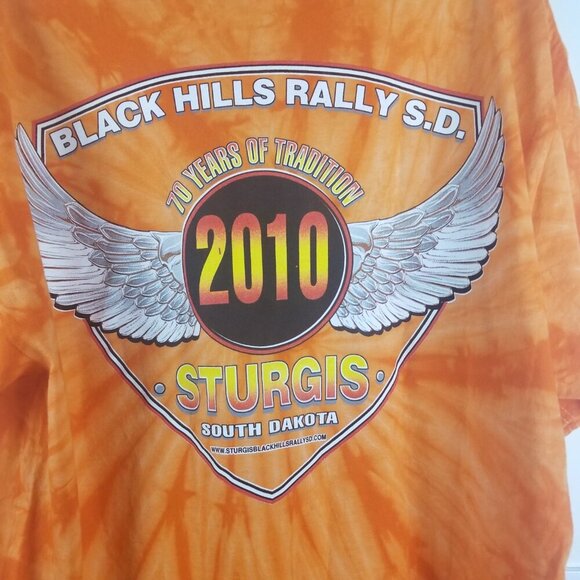 Sturgis 70th Men's Biker Rally 100% Cotton Tie Dyed Orange T-Shirt Sz L - Picture 4 of 5